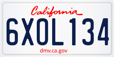 CA license plate 6XOL134