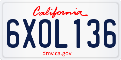 CA license plate 6XOL136