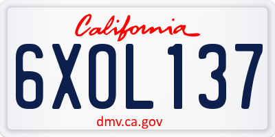 CA license plate 6XOL137