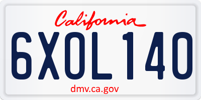 CA license plate 6XOL140