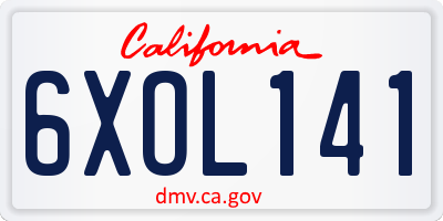 CA license plate 6XOL141