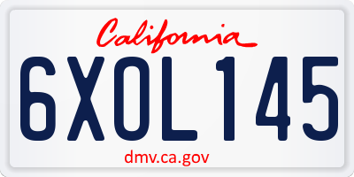 CA license plate 6XOL145