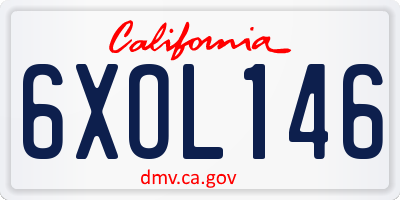 CA license plate 6XOL146
