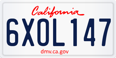 CA license plate 6XOL147