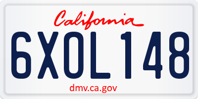 CA license plate 6XOL148