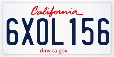 CA license plate 6XOL156