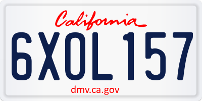 CA license plate 6XOL157