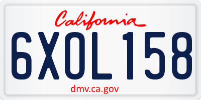 CA license plate 6XOL158