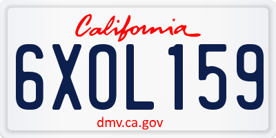 CA license plate 6XOL159