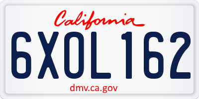 CA license plate 6XOL162