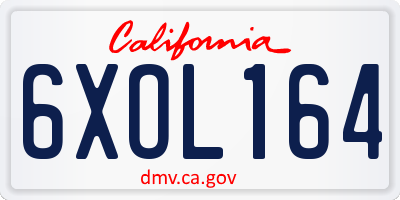 CA license plate 6XOL164