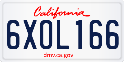 CA license plate 6XOL166