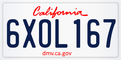 CA license plate 6XOL167