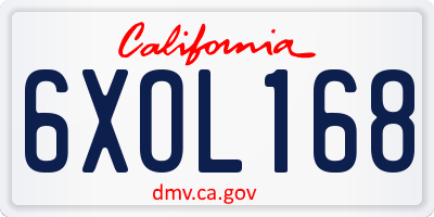 CA license plate 6XOL168