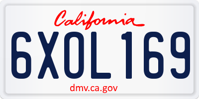 CA license plate 6XOL169