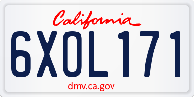 CA license plate 6XOL171