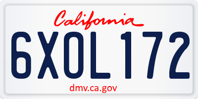 CA license plate 6XOL172
