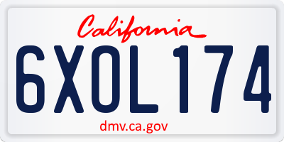 CA license plate 6XOL174