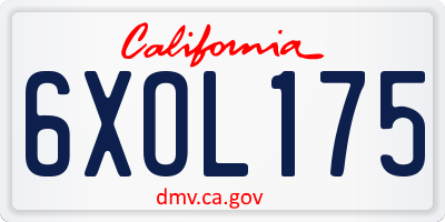 CA license plate 6XOL175