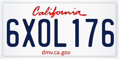 CA license plate 6XOL176