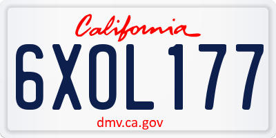 CA license plate 6XOL177