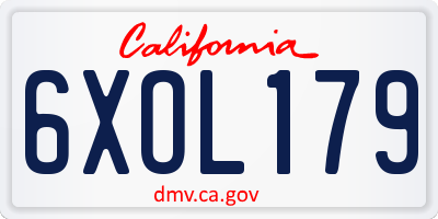 CA license plate 6XOL179