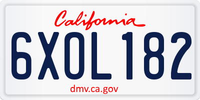 CA license plate 6XOL182