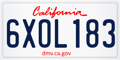 CA license plate 6XOL183