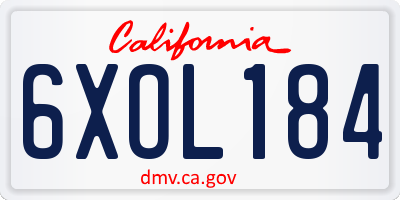 CA license plate 6XOL184