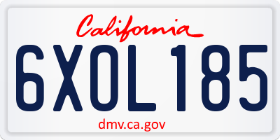 CA license plate 6XOL185