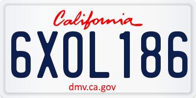CA license plate 6XOL186