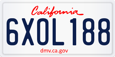 CA license plate 6XOL188