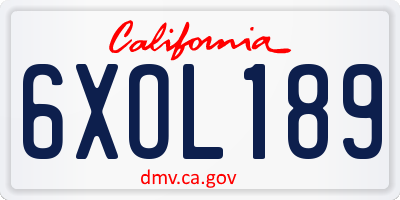 CA license plate 6XOL189