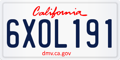 CA license plate 6XOL191