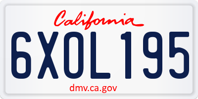 CA license plate 6XOL195