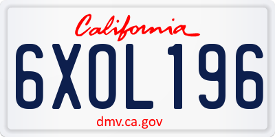 CA license plate 6XOL196