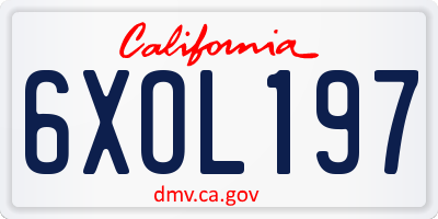 CA license plate 6XOL197