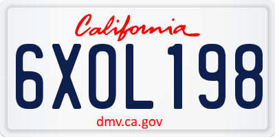 CA license plate 6XOL198