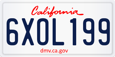 CA license plate 6XOL199