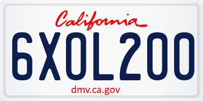 CA license plate 6XOL200