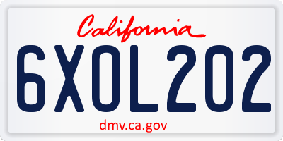 CA license plate 6XOL202