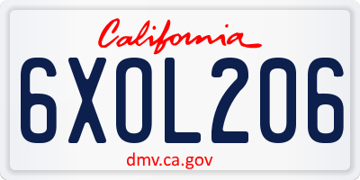 CA license plate 6XOL206