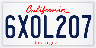 CA license plate 6XOL207