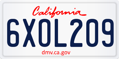 CA license plate 6XOL209