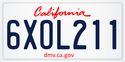 CA license plate 6XOL211