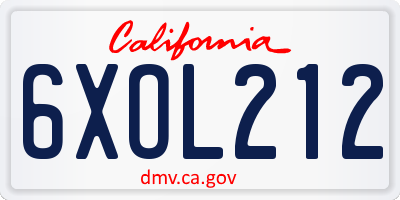 CA license plate 6XOL212