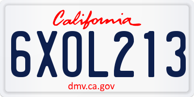 CA license plate 6XOL213