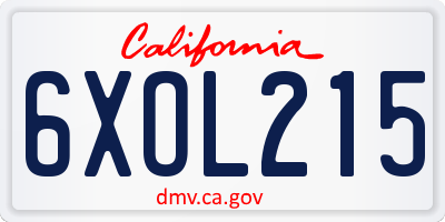 CA license plate 6XOL215
