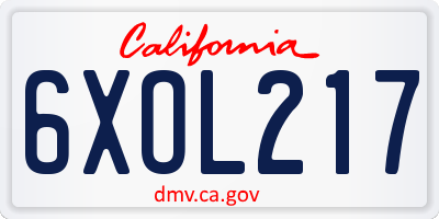 CA license plate 6XOL217