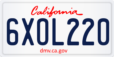 CA license plate 6XOL220